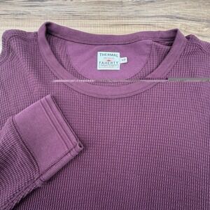 Faherty Thermal Knitwear Shirt Mens M Burgundy Legend Waffle Crew Long Sleeve